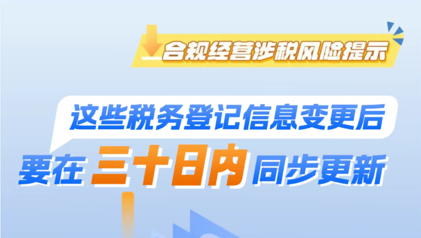 图解｜提醒！这些税务登记信息变更后，要在三十日内同步更新